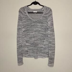 Lou & Grey Marled Grey Alpaca Blend Scoop Neck Knit Sweater Small